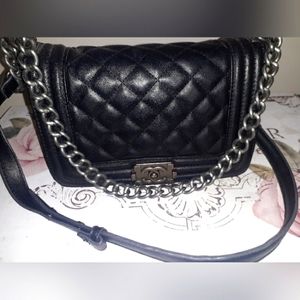 Black quilted le boy bag.